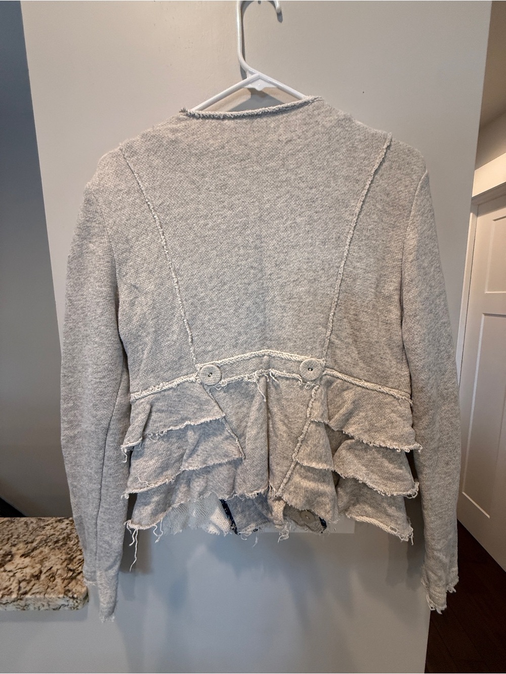 Sundance Joy Gray Ruffle Jacket, Size Small - Picture 3 of 10
